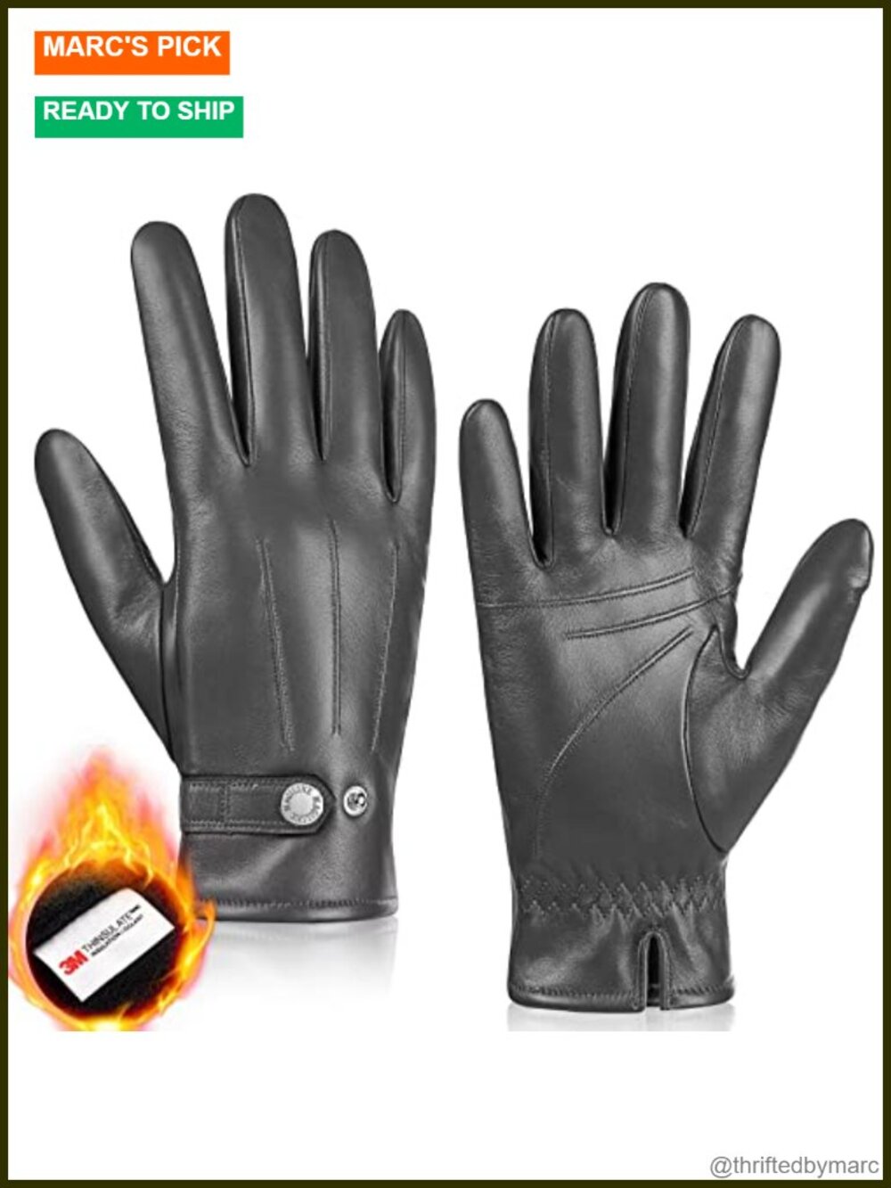Genuine Sheepskin Leather Winter Thinsulate Touchscreen Driving Gloves
